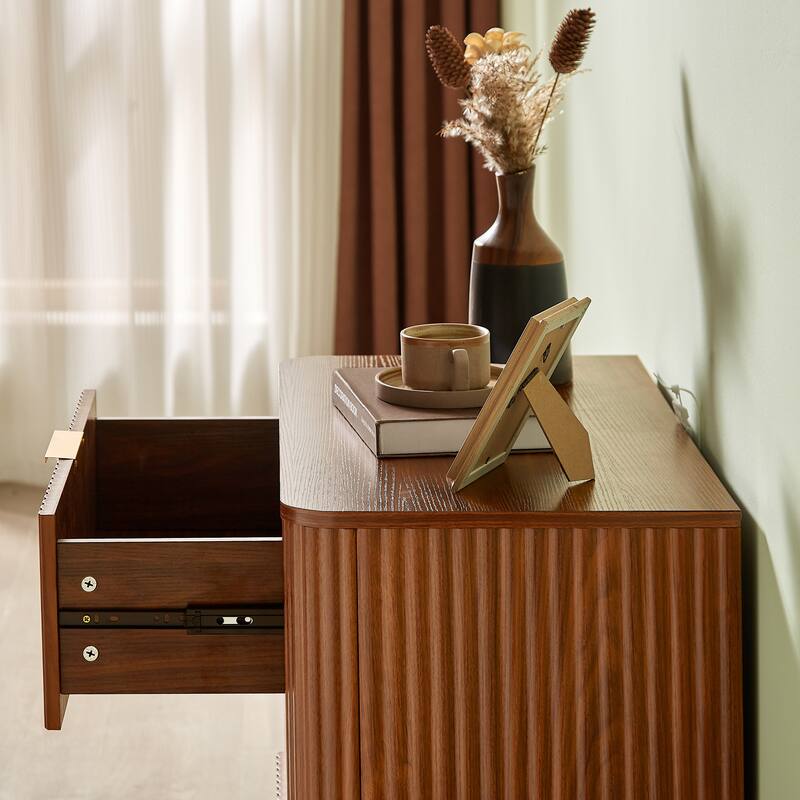 3 Drawers Drasser 2PCS, Modern Chest of Drawers Curved wave Design,Nightstand,Wood Drawer Organizer,27.6"W x 15.8"D x 27.4"H