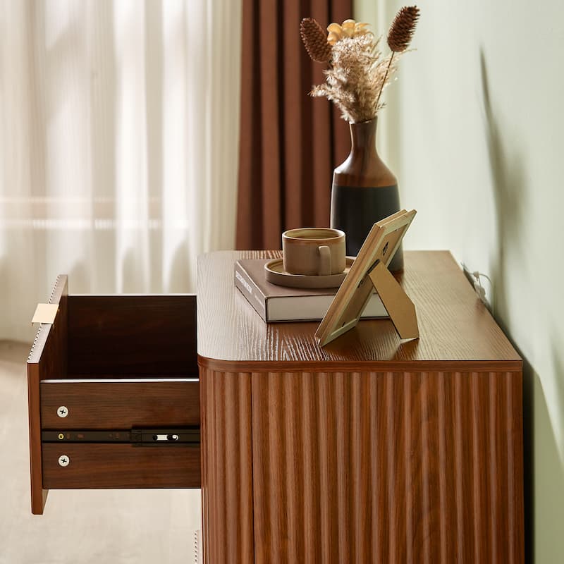 3 Drawers Drasser 2pcs, 27.6'' Wide Modern Chest Of Drawers Curved Wave Design,Nightstand,Wood Drawer Organizer