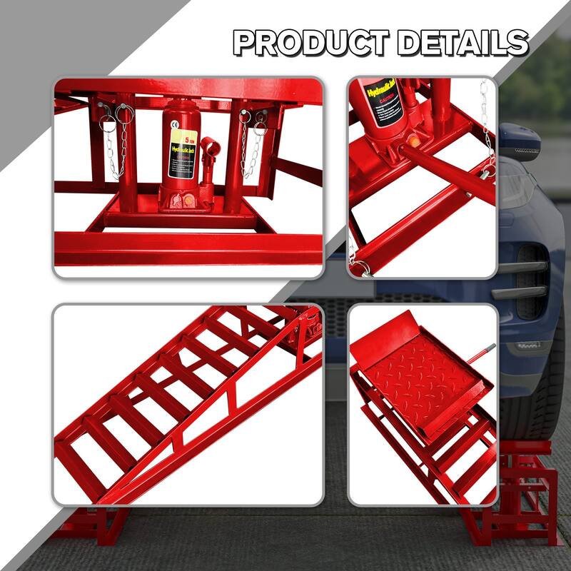 Hydraulic Car Ramps 2 Pack 5 Ton Low Profile Lift for Garage Truck
