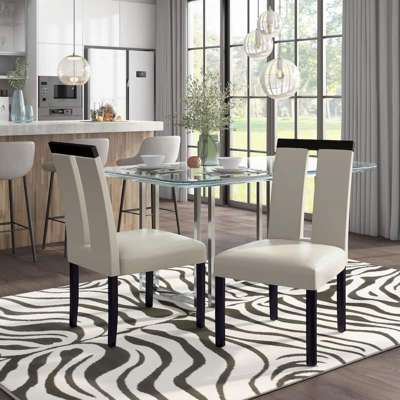Lumina Modern White Upholstered Dining Chairs (Set of 2) by Furniture of America