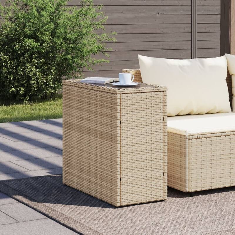 vidaXL Patio Side Table Outdoor Furniture Side Tea Coffee Table Poly Rattan - 10.8 x 22.8 x 21.7 in