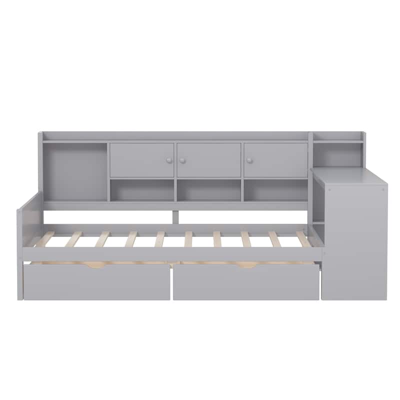 Full Size Daybed with Storage 3 Cabinets and 2 Drawers