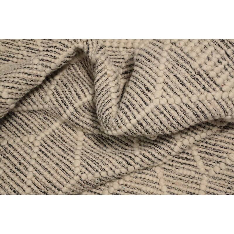 Hand Knotted Oriental 100% Wool Carpet Modern Geometric Greys & Charcoal Modern Gotti Design Area Rug - 11' 1'' X 8' 10''