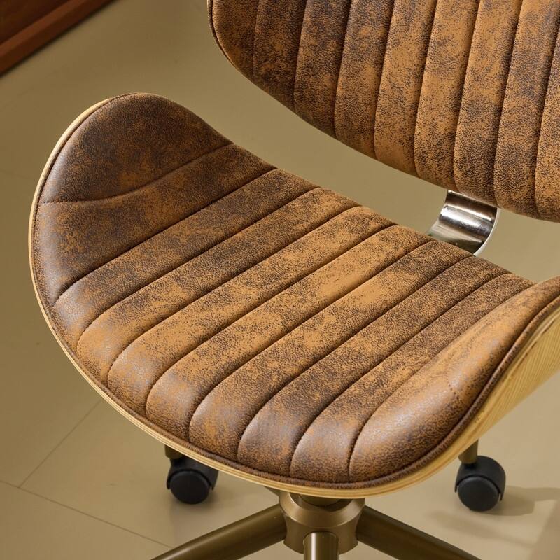 PU Curved Office Chair With Antique Bronze Base