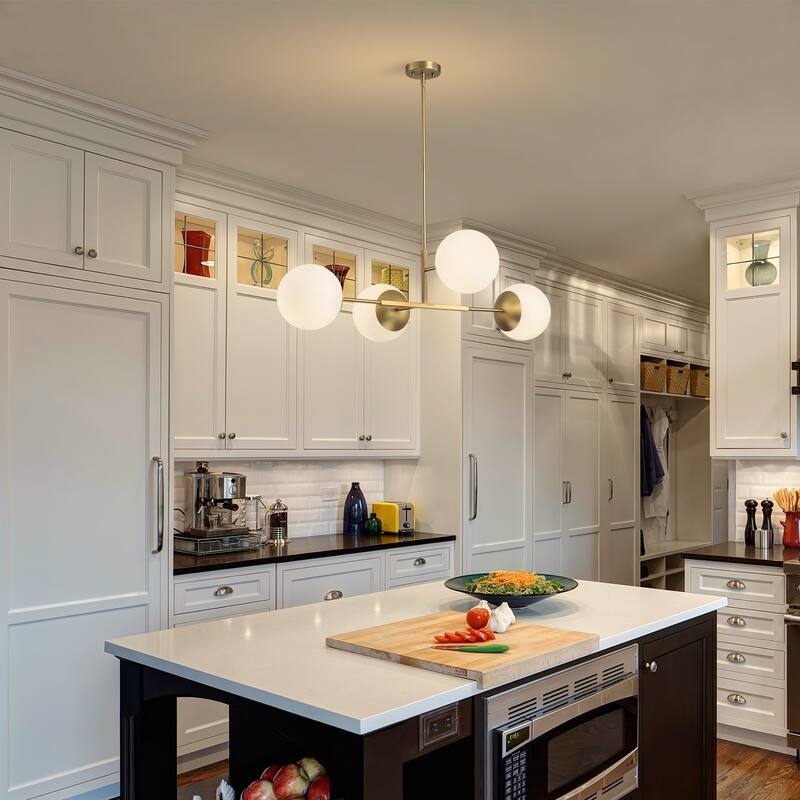 4 - Light Dimmable Gold Sputnik Modern Linear Globe Chandelier Kitchen Island Pendant Light - W41.73"