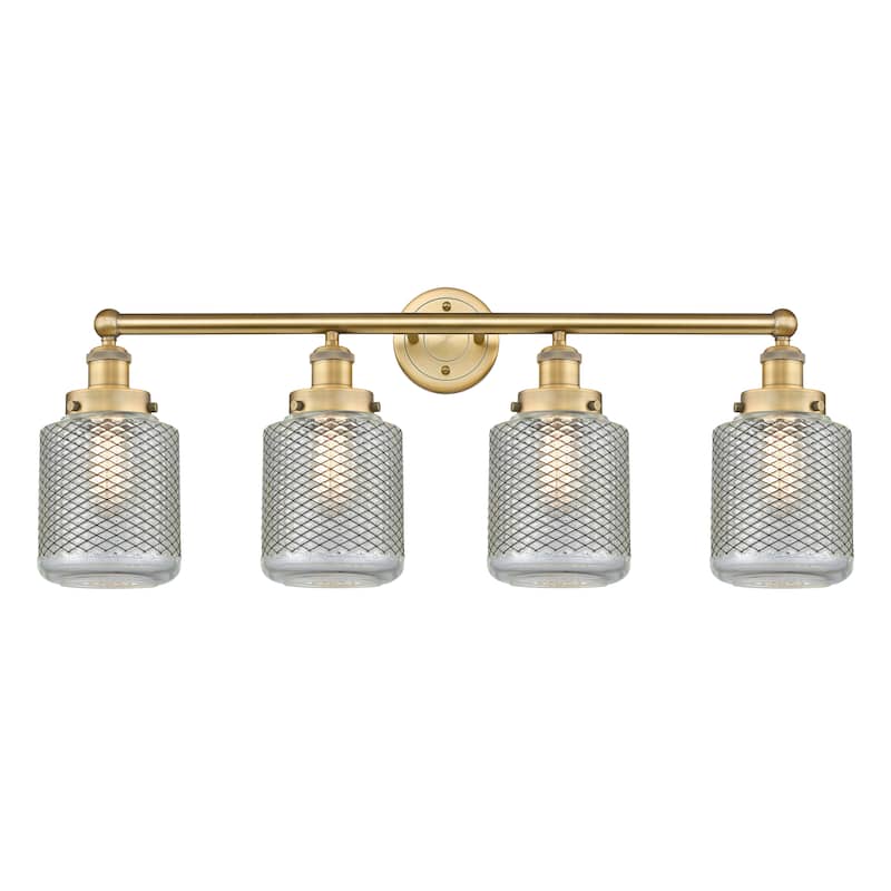 Innovations Lighting Stanton - 4 Light 33" Bath Vanity Light - Brushed Brass/Clear Wire Mesh