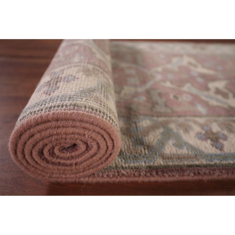 All-Over Floral Oushak Oriental Runner Rug Handmade Wool Carpet - 2'8"x 9'9"
