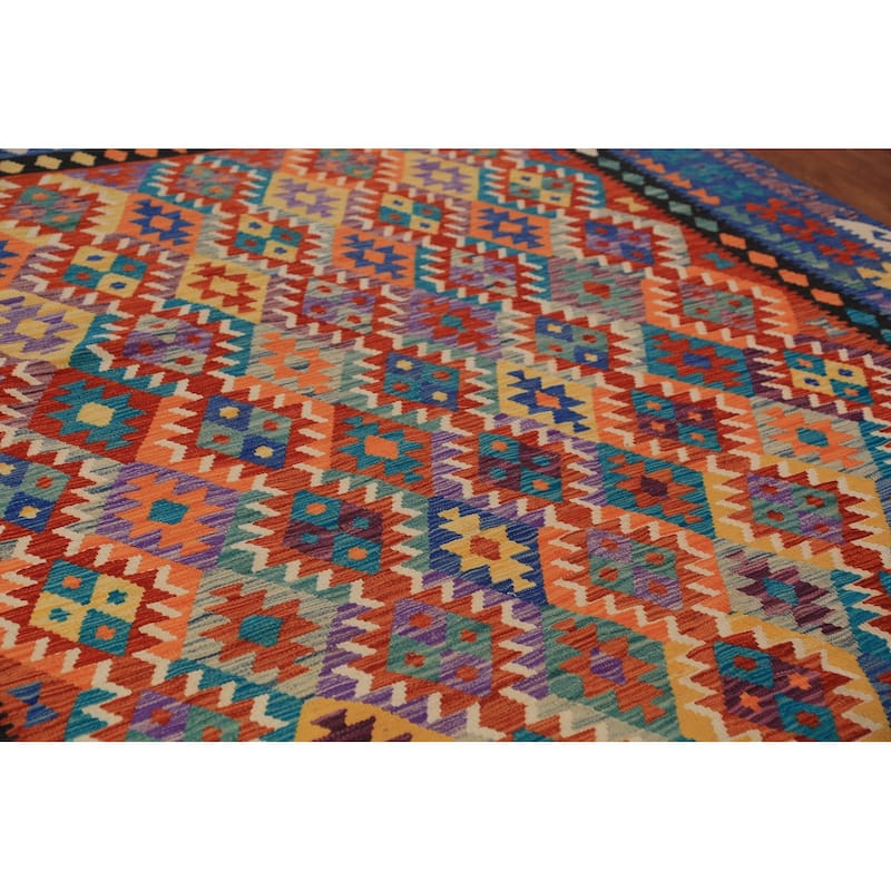 South Western Style Kilim Oriental Area Rug Wool Carpet - 8'5"x 11'2"