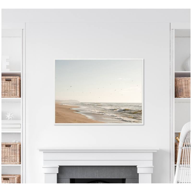 Kate and Laurel Sylvie Coastal Flight Framed Canvas by Crystal Lynn Collins