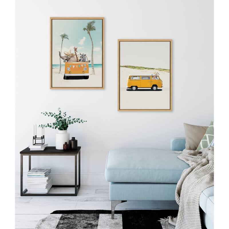 Kate and Laurel Sylvie Giraffe Adventure Canvas by July Art Prints