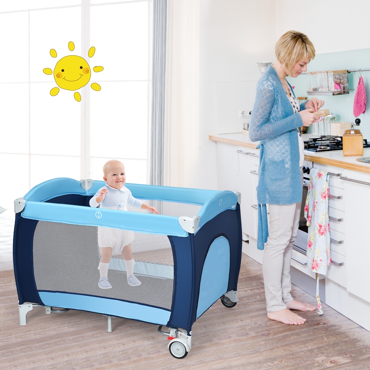 Portable Travel Baby Bed Cot Playpen Play Pen Infant Foldable Mattress Bag 