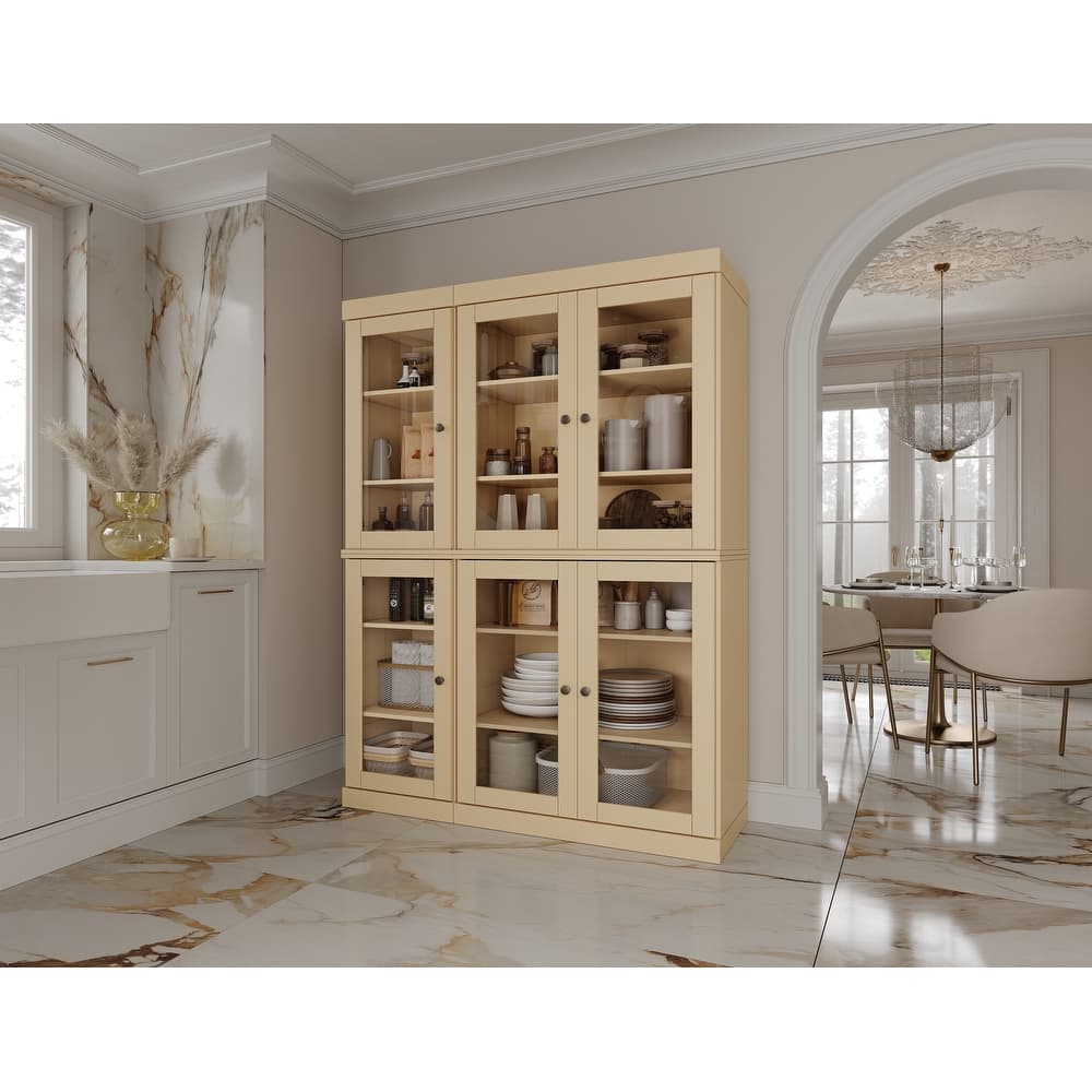 Palace Imports 100% Solid Wood 48.5" Pantry China Cabinet with Clear Glass Doors and Adjustable Shelves