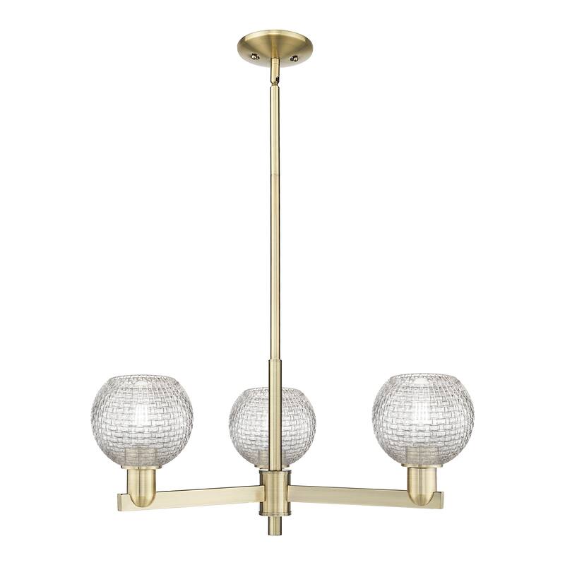 Innovations Lighting Endless Possibilities Arcadia - Athens - 3 Light 28" Basketweave Stem Hung Chandelier - Antique Brass