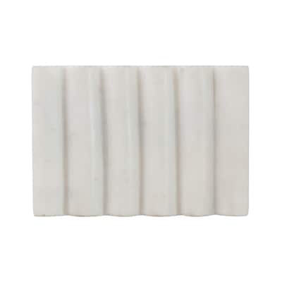 Contemporary Carved Marble Soap Dish for Bathrooms - White - 5.3"L x 3.8"W x 0.8"H