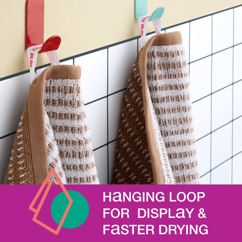 TOWN & COUNTRY PLAY 4-Piece Striped Reversible Terry Brights Washcloth Set, 13x13-Inch, 100% BCI Cotton - 13"x13"