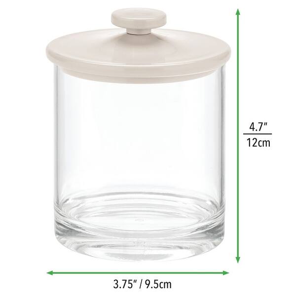 dimension image slide 3 of 5, mDesign Round Storage Apothecary Canister for Bathroom, 2 Pack