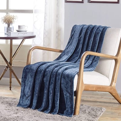 Damask Embossed Ultra Lush Throw Blanket (50" x 60") - Oxford Blue