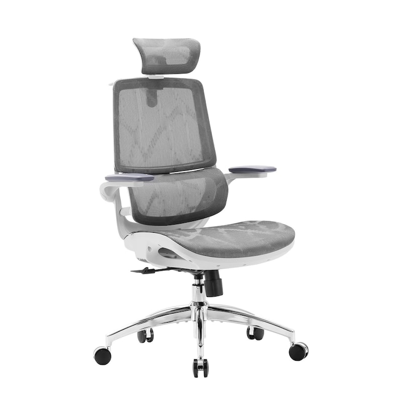 SIHOO M59AS Ergonomic Office Chair, High Back, Mesh, 3D Flip Armrests, 300lb - N/A - Grey