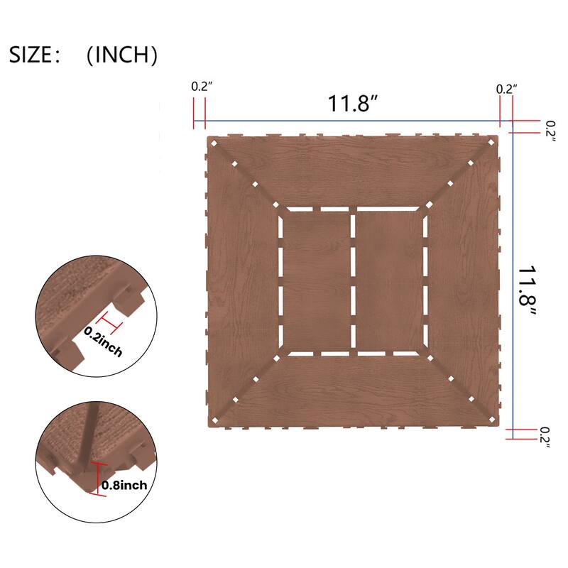 New Style 12" Patio Deck Tiles DIY Module Interlocking Decking Tiles Floor Tile