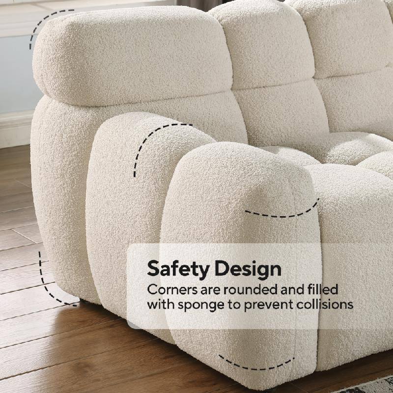 87.4" 3-Seater Boucle Sofa with Wood Frame