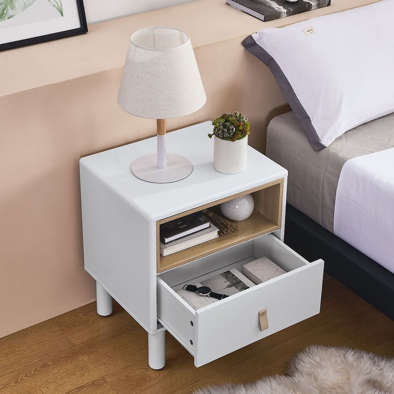 Modern Compact Wooden Single Drawer Nightstand