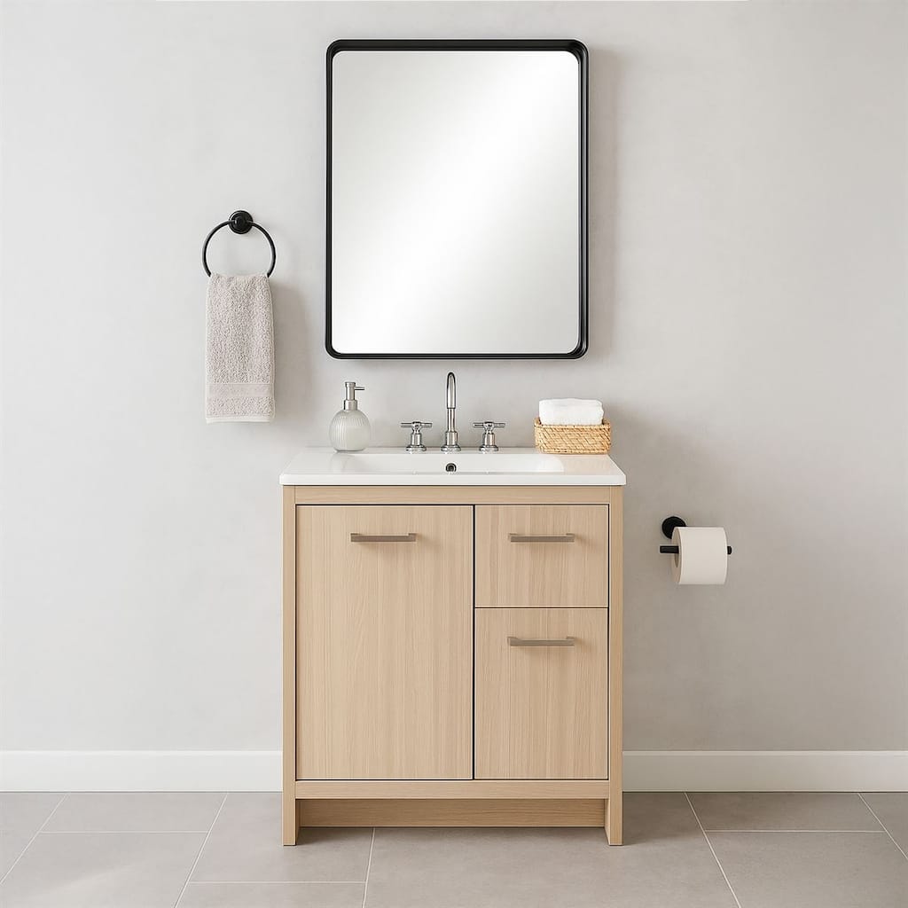 24" Rounded Rectangular Metal Frame Mirror in Brushed Graphite - 24