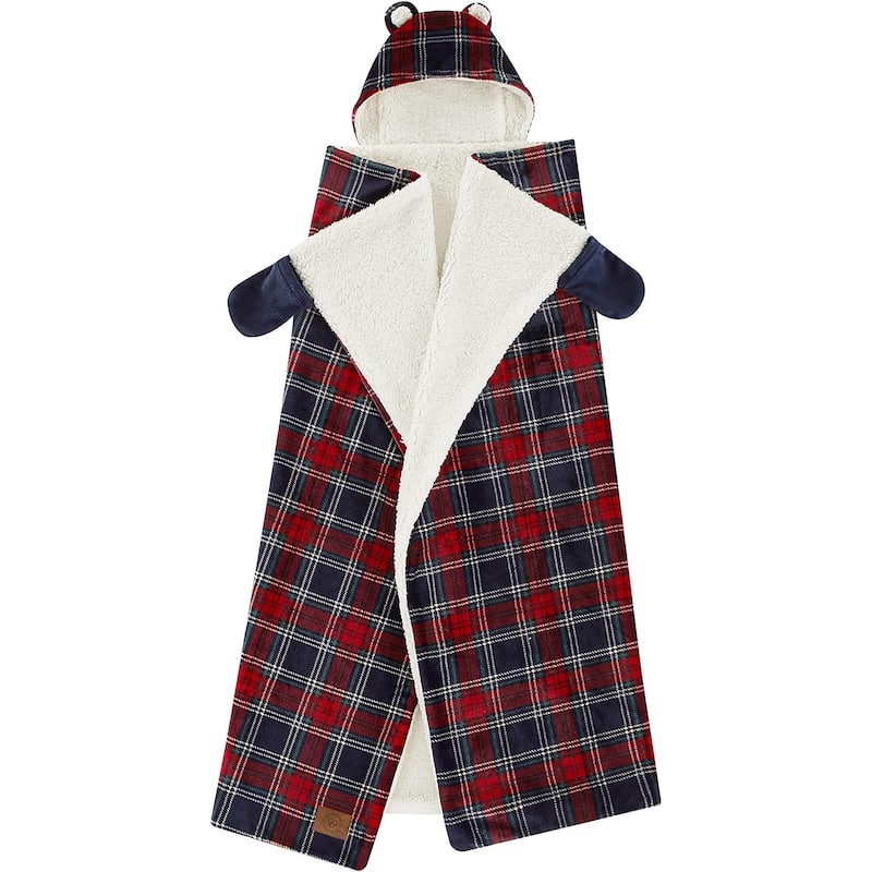 Dearfoams Plaid Printed Plush Hooded Throw Bed Bath & Beyond 40022511