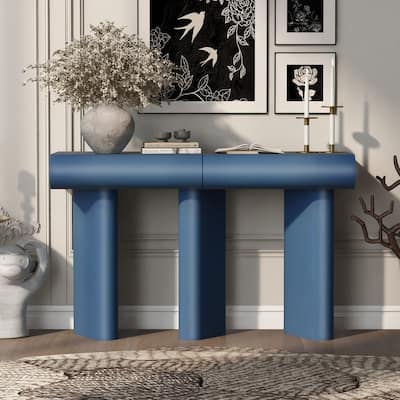 47.6" Modern Painted Entryway Table with 2 Curved Drawers,Space-Saving Hallway Table with Geometric Legs