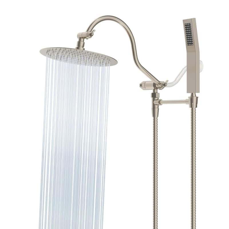 10-Inch All Metal High Pressure Rain Shower Head With Handheld Combo - Brushed Nickel