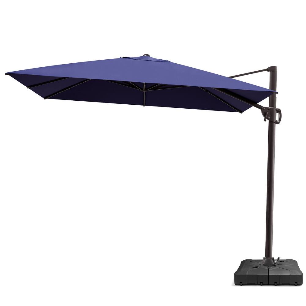 Outdoor 9 x 11 Ft Cantilever Patio Aluminum Umbrella 360 Degree Rotation with Wheel Base