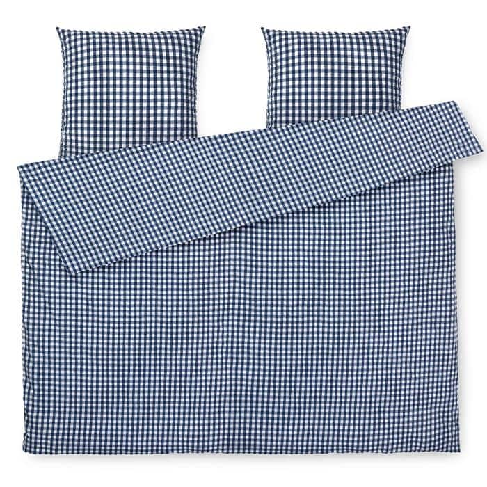 JUNA Bæk&Bølge Duvet Cover Set, Dark Blue/White - King