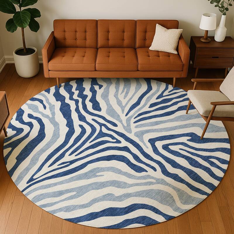 Machine Washable Indoor/ Outdoor Modern Prints Chantille Rug