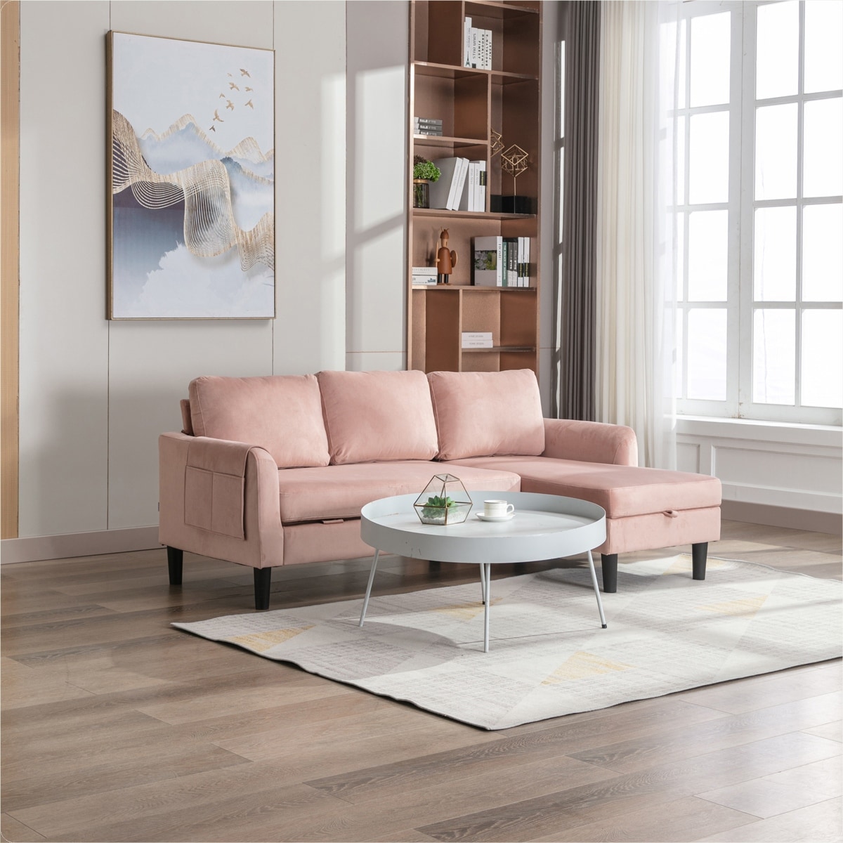 Small pink sectional hot sale