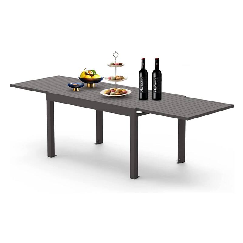 Large Extendable Patio Dining table, Aluminum Metal Indoor Outdoor 53"- 106" Adjustable for 6-8 Person Rectangular table