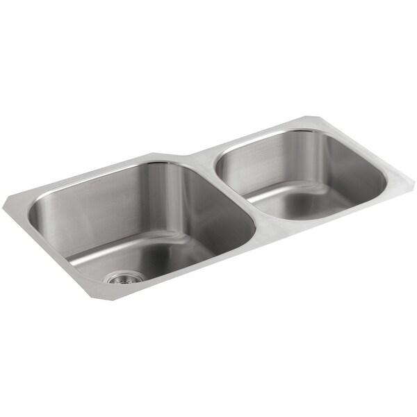 Kohler K-3356 Undertone 35" Double Basin Under-Mount 18-Gauge Stainless Steel Kitchen Sink with SilentShield - Stainless Steel
