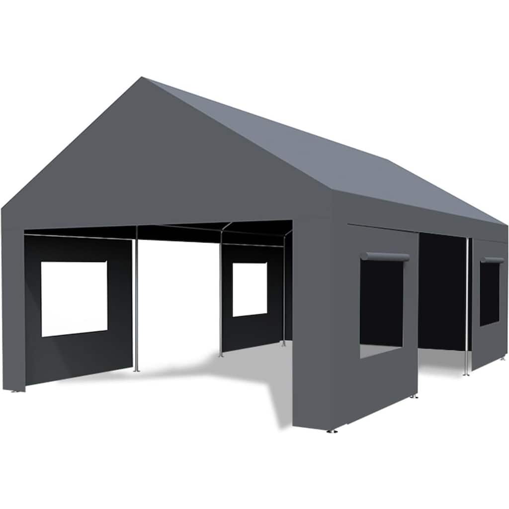 Carport, 13x 20FT Portable Garage with 4 Roll-up Doors & 4 Windows