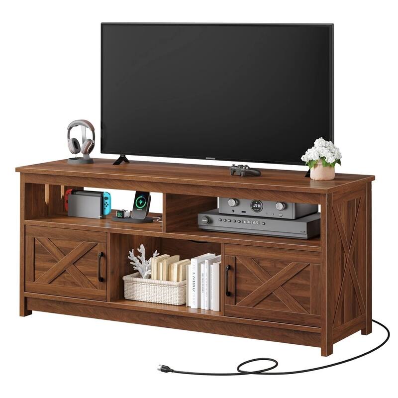 TV Stand for 65 in with Power Outlet Entertainment Center Walnut - 59"