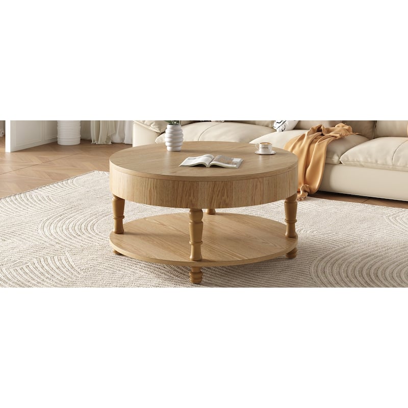 GDF Studio - Modern Solid Wood Storage Coffee Table with Hidden Compartment