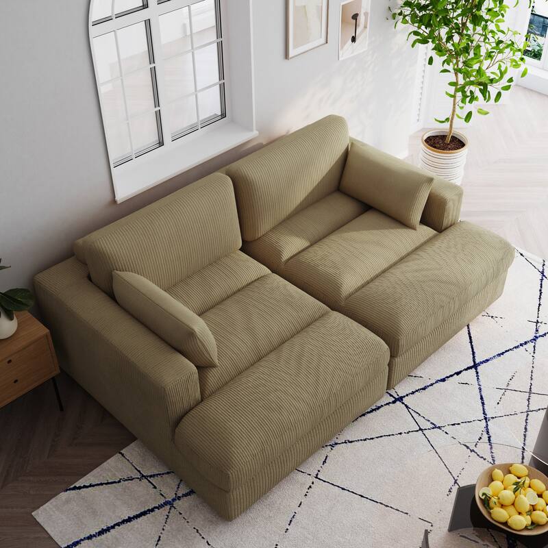 Navaeh Corduroy Modular Sectional Sofa Large Couch Sleeper Chaise