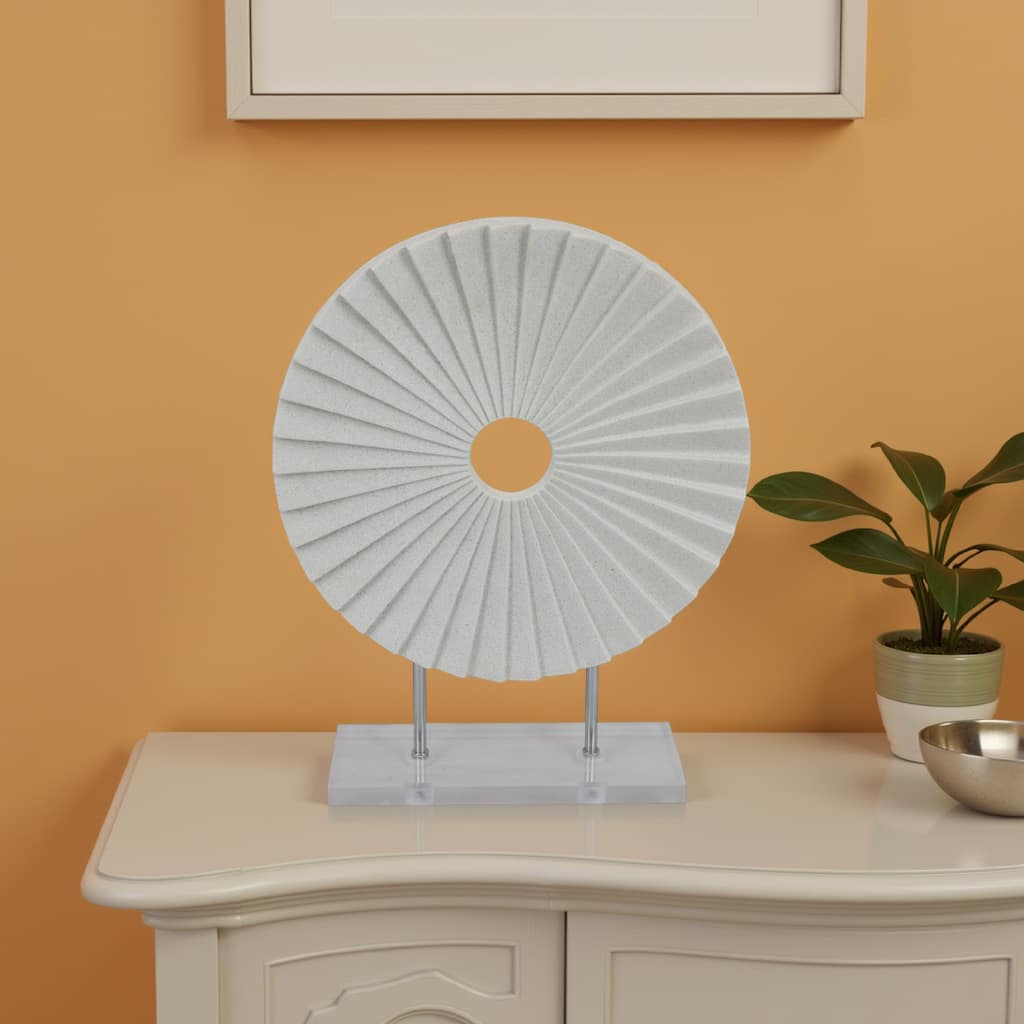 Saina Tabletop Decor, White Acrylic Base, 17 Inch Round Sunburst