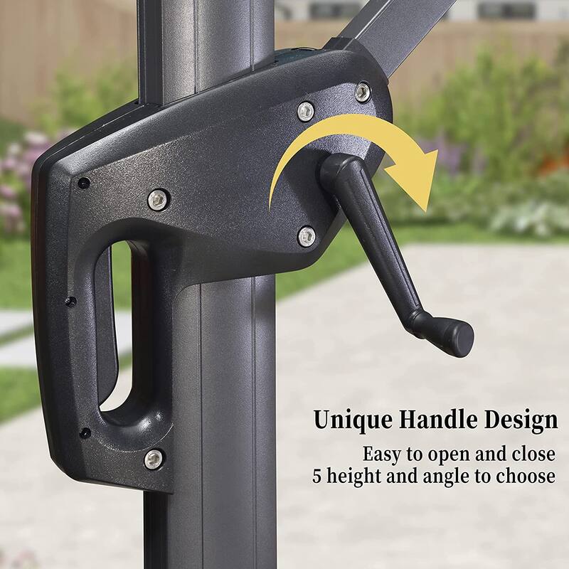 PURPLE LEAF 9 X 12 ft Square Cantilever Umbrellas with Tilt-and-Crank with Base