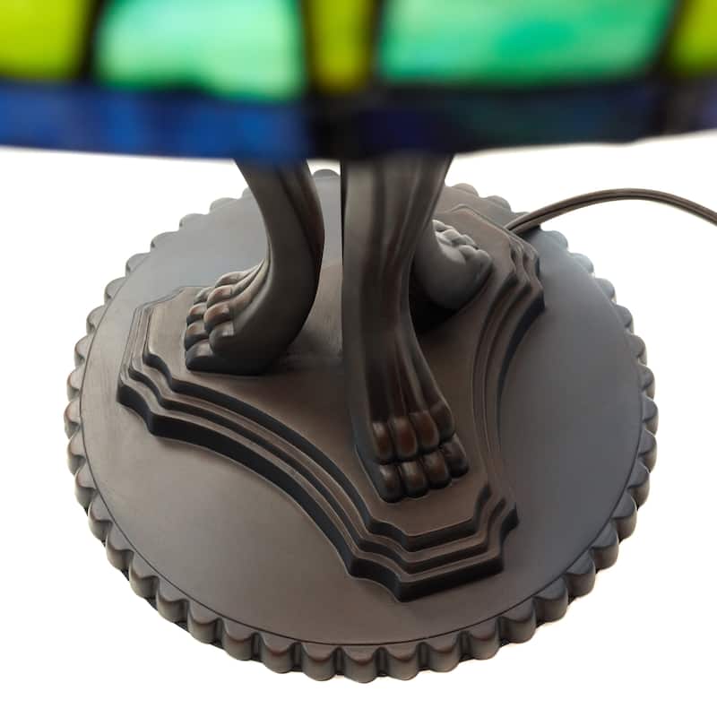 Tulip River of Goods Tiffany-Inspired Red and Green Stained Glass 33.25-Inch Table Lamp - 22" x 22" x 33.25"