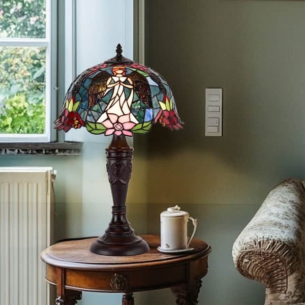 slide 2 of 15, Tiffany-style Angel Table Lamp