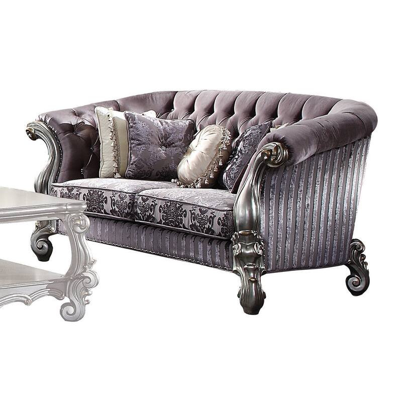 Calvert Antique Platinum Loveseat with 5 Pillows
