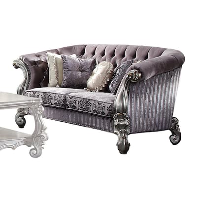 Calvert Antique Platinum Loveseat with 5 Pillows