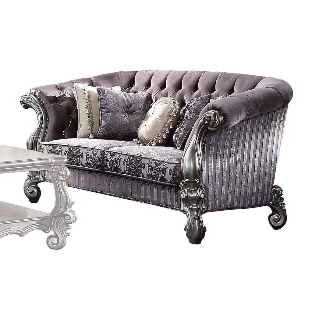 Calvert Antique Platinum Loveseat with 5 Pillows