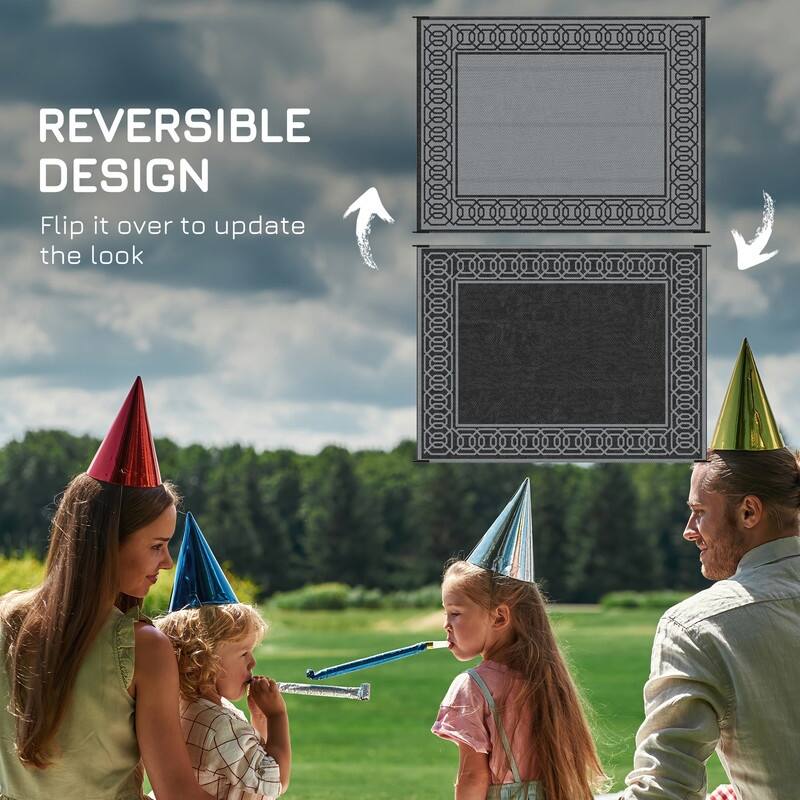 9' x 12' Reversible Waterproof Outdoor Rug, Portable Camping Mat - 9' x 12'