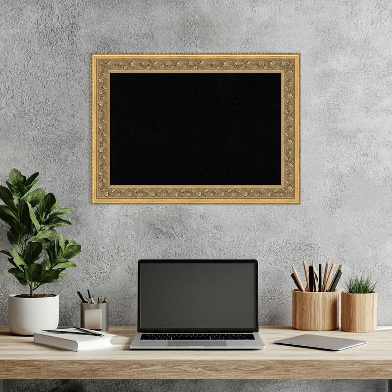 Carter Dark Gold Wood Framed Cork Board - Bulletin Board, Organization Board, Pin Board