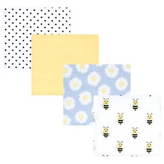 Hudson Baby Infant Girl Cotton Flannel Receiving Blankets, Daisy Bee, One Size - Daisy Bee - One Size