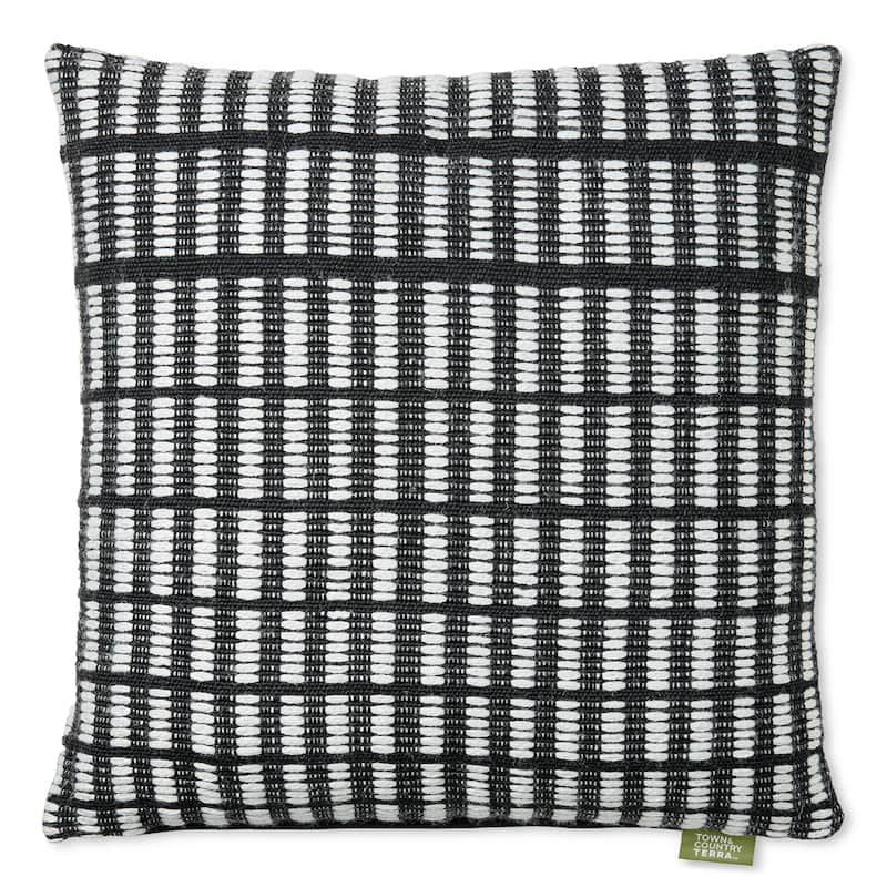 TOWN & COUNTRY TERRA Alara Textured Geo Stripe Indoor Outdoor Decorative Pillow